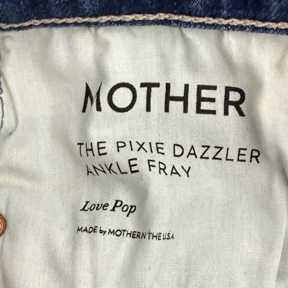 MOTHER The Pixie Dazzler Ankle Fray Straight Leg Jeans in Love Pop Size 26 CBK - Picture 7 of 12